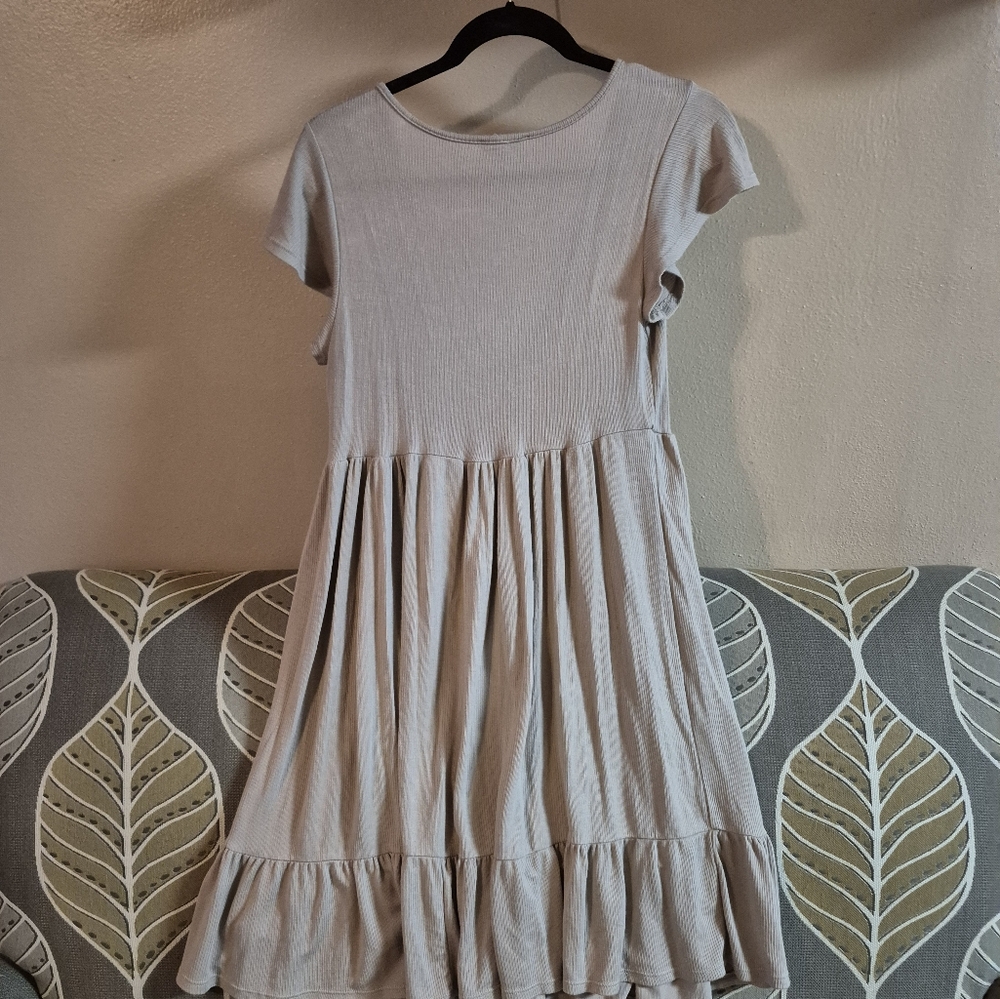❤️‍🔥See You Monday Medium Womens Soft Flowy Tan Rayon Dress - Picture 7 of 9